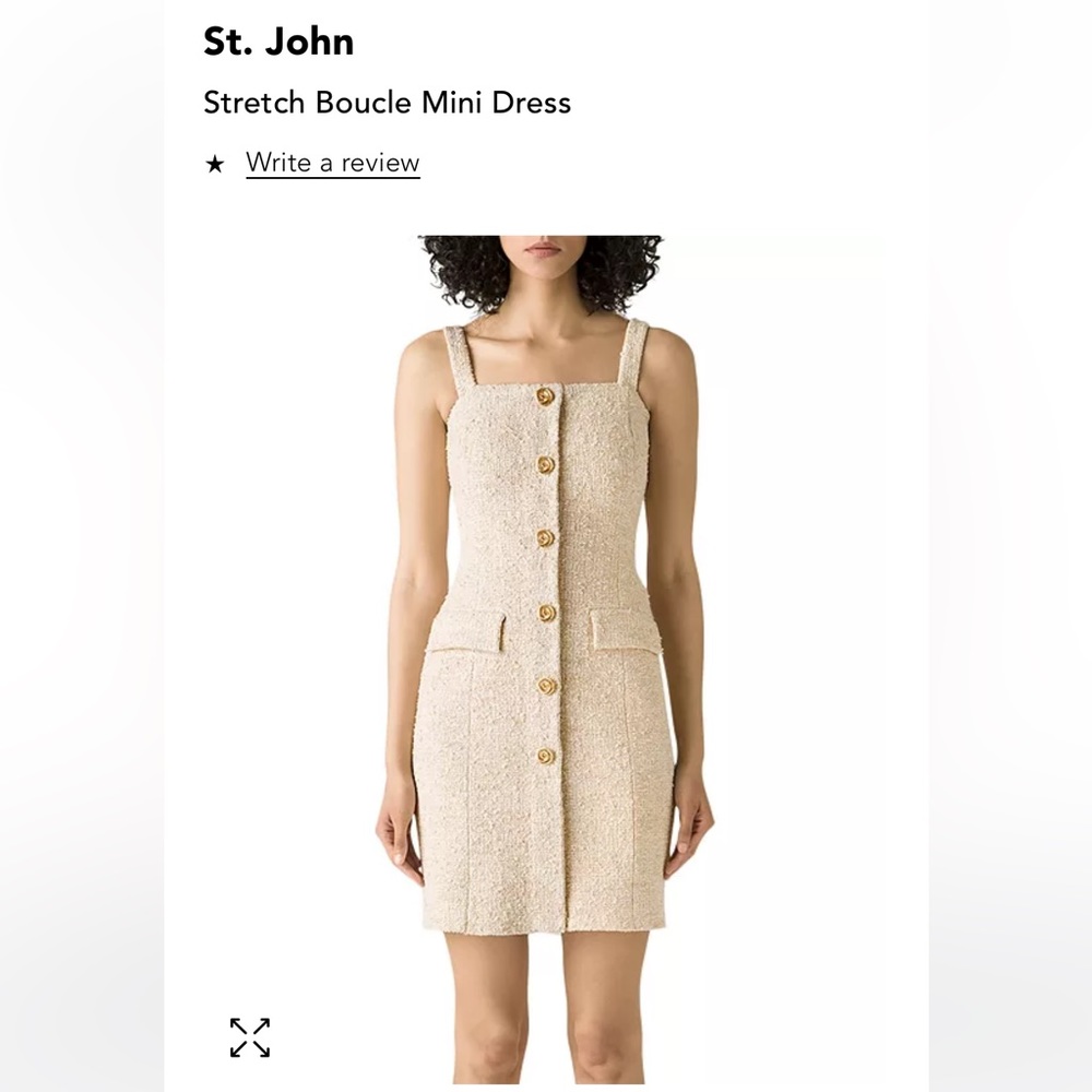 St John NWT boucle knit dress with button detail